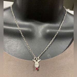 Brighton Christmas)Elegant Silver Necklace with clear and Red❤️Gem